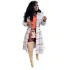 Womens Print Striped Jackets Fashion Back Hollow Out Long Woolen Outerwear Designer Spring Cardigan Blazer Long Sleeve Nylon Coats For Ladies