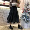 Gonne lunghe per donna Harajuku stile coreano Bianco Nero Maxi adolescenti Scuola a vita alta 12819 210508