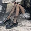 여성 블랙 심장 도트 자카드 Fishnet 팬티 스타킹 고딕 펑크 할로우 메쉬 See-through 스타킹 스타킹 란제리 Y1130