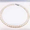 8-9mm White Pearl Necklaces For Women 925 Sterling Silver Round Natural Freshwater Pearl Choker Jewelry Gift