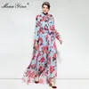 Printemps été Designer combinaisons femmes manches longues élasticité taille Rose imprimé fleuri + cape 210524