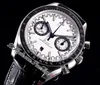 OMF A9900 Montre Homme Chronographe Automatique Moonwatch Cadran Blanc Main Noire 329.33.44.51.04.001 Bracelet Cuir Super Edition Montres Puretime OM40