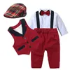 Детская костюма новорожденная для мальчика жилет жилет с коробкой шляпа Формальная одежда для вечеринки для бабочки -галстук детей на день рождения новеньши 0 24 M3770115
