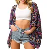 Women Bikini Cover Up Vintage Floral Loose Shawl Kimono Cardigan Boho Chiffon Tops Swimsuit Beachwear Female Sarongs