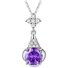 Серьги ожерелья устанавливают моду с длинной каплей для женщин 2022 Высококачественный фиолетовый и белый ярко -большой кубический циркон