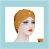 Beanie/Skl Hats Caps Hats, Scarves & Gloves Aessories Women Muslim Beads Cancer Hat Bonnet Turban Headscarf Wrap Cap Hair Loss Elastic Sklie