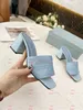 2022 New Quilted leather heeled slippers slides slender heel and decorated sandals High quality luxury women's slippers Size 35-42