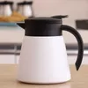 Koffie pot glas theepot-304 roestvrij staal dubbele wand vacuüm isolatie, coole handvat, antislip siliconen bodem 600ml