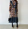 Robe pour femmes de mode rétro motif impression sangle couture champignon long été es pour les femmes 210520