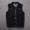 5XL 6XL 7XL 8XL Herren Denim Weste Mode Lässig Klassischer Stil Slim Fit Jeans Jacke Mantel Männlich Blau Schwarz Grau 210925