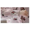 Herbst Langarm Frauen Shirts lässig Druck rosa Chiffon Bluse elegante Schleife V-Ausschnitt Büro Damen Tops Top weiblich 5370 50 210506