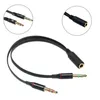 3,5 mm fêmea a 2 machos de fone de ouvido masculino MIC Audio y Splitter Flat Cable