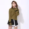 VGH Casual Lace Up Bowknot Suéter para mujeres Turtleneck Flare Manga Casual Básico Punto Jerseys Mujer Otoño Moda Nuevo 210421