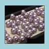 Pearl Loose Beads Jewelry 8-14mm Perfect Circle Single Artificial Shell Purple Half Hole Drop Delivery 2021 9zdpu