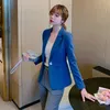 Women Blazer Formal s Lady Office Work Suit Pockets Jackets Coat Slim Femme cardigans 210524