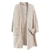 Spring Autumn Arts Style Women V-neck Vintage Trench Single Breasted Cotton Linen Jacquard Casual Warm Long Coat M317 210512