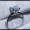 Anelli Jewelrysolitaire Classical Four Claw Luxury Jewelry Real 100Percent 925 Sterling Sier Princess Cut White Topaz Women Wedding Band Ring