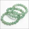 Autres bijoux de perles en vrac Bracelet en aventurine verte de 10 mm, bracelet en pierres précieuses, perles rondes en aventurine, bracelet élastique, bracelet bonne chance Drop D