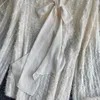 Deat Women Long Puff Sleeve Bow Properatile Chiffon Shirt Solid Collar Round Twlar Slim Fashion Summer 11b776 210709