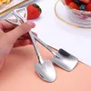 Stainless Steel Spade Spoon Set Creative Shovel Shape Watermelon Spoon Retro Square Ice Cream Spoon for Cake Cocktail Dessert