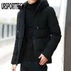Vinterjacka Män Parkas Casual Hooded Fashion Coat Male Ytterkläder Tjocka Varma Slim Fit Coats Plus Size M-4XL 211214