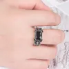 男性ファッションジュエリーのための古代シルバーイエスクロスリングバンドフィンガー瑪瑙黒のレトロオープン調節可能なダイヤモンド分厚いリング