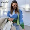 Mohair Vintage Blue Sweater Pullovers Kvinnor Lantern Sleeve Överdimensionerad Beskuren Jumper Short Casual Pull Femme 210427