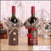 Decorations Festive Party Supplies Home & Garden Bow Plaid Linen Clothes With Fluff Creative Wine Bottle Er Fashion Christmas Decoration Dro