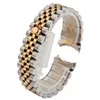 Titta på band 316L Silver 2 Tone Gold Solid Curve End Jubilee Band Rand Armband Fit For214U