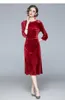 Autumn e Winter feminino Saco feminino quadril Red Velvet Velvet Dress Railtail vestidos casuais