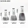 전구 10pcs Super Bright GU10 전구 디마블 가능 110V 220V 따뜻한 순수한 냉각 흰색 85-265V 6W 9W 12W COB 램프 LED 스포트라이트 3142