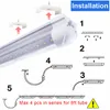 8ft carport LED verlichting industriële platte winkel licht buis armatuur T8 geïntegreerde lamp, 8 voet verlaagd plafond hangers koppelbare lampen, V-vorm 144W 150W 72W Strip Bar OEMLED