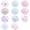 Chapeau de bain imperméable bord en dentelle extensible bonnet de douche épaissi motif de fleurs à pois élastique couverture de cheveux fournitures de salle de bain