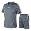 2021 Новые мужские шорты костюмы с короткими рукавами дышащая футболка шорты повседневные носить мужскую фитнес спортивной одежды X0726
