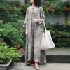 Casual Dresses Rayon Long Sleeves Vestidos Floral Printed Sundresses Female Baggy Robe Femme Women Autumn Oversized