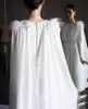 Kaftan cetim sereia vestidos de noiva com capa frisada faixas de mangas compridas botões princesa fishtail vestidos nupciais vestidos