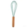 Silicone Egg Beater 10 tum Trähandtag Manuell smör Beater och Nudelblandare Kök Bakningsverktyg T500595