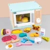 Cafe Fırın Ahşap Oyuncak Pastel Pretend Pretend Toanter Smoothie Set Renkler, Çocuklar