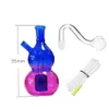 Narghilè all'ingrosso Shisha Rasta colorato Vetro acqua bruciatore bong tubo Viaggio Piccolo dab rig bong per fumare con ciotola da 10 mm e tubo in silicone punta della bocca di paglia