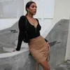 Foridol Rushed Lace Up Knitted Bodycon Mini Skirt Casual Elegant Pencil Skirt Autumn Winter Ladies Office Short Skirt 210415