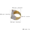 Hip hop cz cubic zircone geometrico anello anello banda ghiacciata in oro bianco bling baguette anelli di diamante per donne uomini fidanzato lusso San Valentino gioielli di San Valentino regali