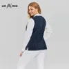 LIH HUA Gilet da donna Plus Size Gilet di jeans casual a maglia alta flessibilità Gilet di jeans casual lavorato a maglia Denim OL Style 211008