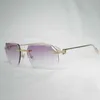 2023 Designer Glasögon Vintage Rimless Square Solglasögon Män Oculos Diamond Cutting New Lens Form Shadow Metal Frame Clear Reading Glasses Gafas