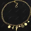 Colar de ouro da pulseira de grife feminino V Luxurys Jewelry Letters Fashion Link Link Pingente Pingente Wedding Ornaments Declacles Sets 22012001