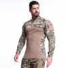 Men039s kamouflage taktisk t -shirt zip ficka långärmad bomulls andningsbar g3 strid grodskjorta män träning skjortor tshirt p74116136692