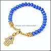 Charm Armband Smycken Mode 6mm Glaspärlkedja Kvinna Kristall Hand av Fatima För Kvinnor Buddhas-Hand Bangle Diy Drop Leverans 2021 Raam