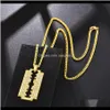 & Pendants Drop Delivery 2021 Fashion Men Iced Out Blade Pendant Necklace Hip Hop Jewelry Full Rhinestone Design 18K Gold Plated 60Cm Long Ch