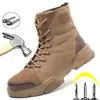 Neue Sicherheitsschuhe Stiefel Männer Militärstiefel Outdoor-Arbeitsstiefel Stahlkappe Schuhe Plus Samt Winter Pannensichere Männer