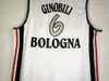 뜨거운 판매 6 manu ginobili jersey 남자 화이트 팀 농구 킨주 볼로냐 유니폼 Ginobili 스포츠 팬들을위한 모든 스티치 품질