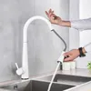 Quyanre White Black Touch Control Sensor Kitchen Faucets Singe Handle 360 Rotation Mixer Tap Smart Sensor Kitchen Mixer Faucet 210719